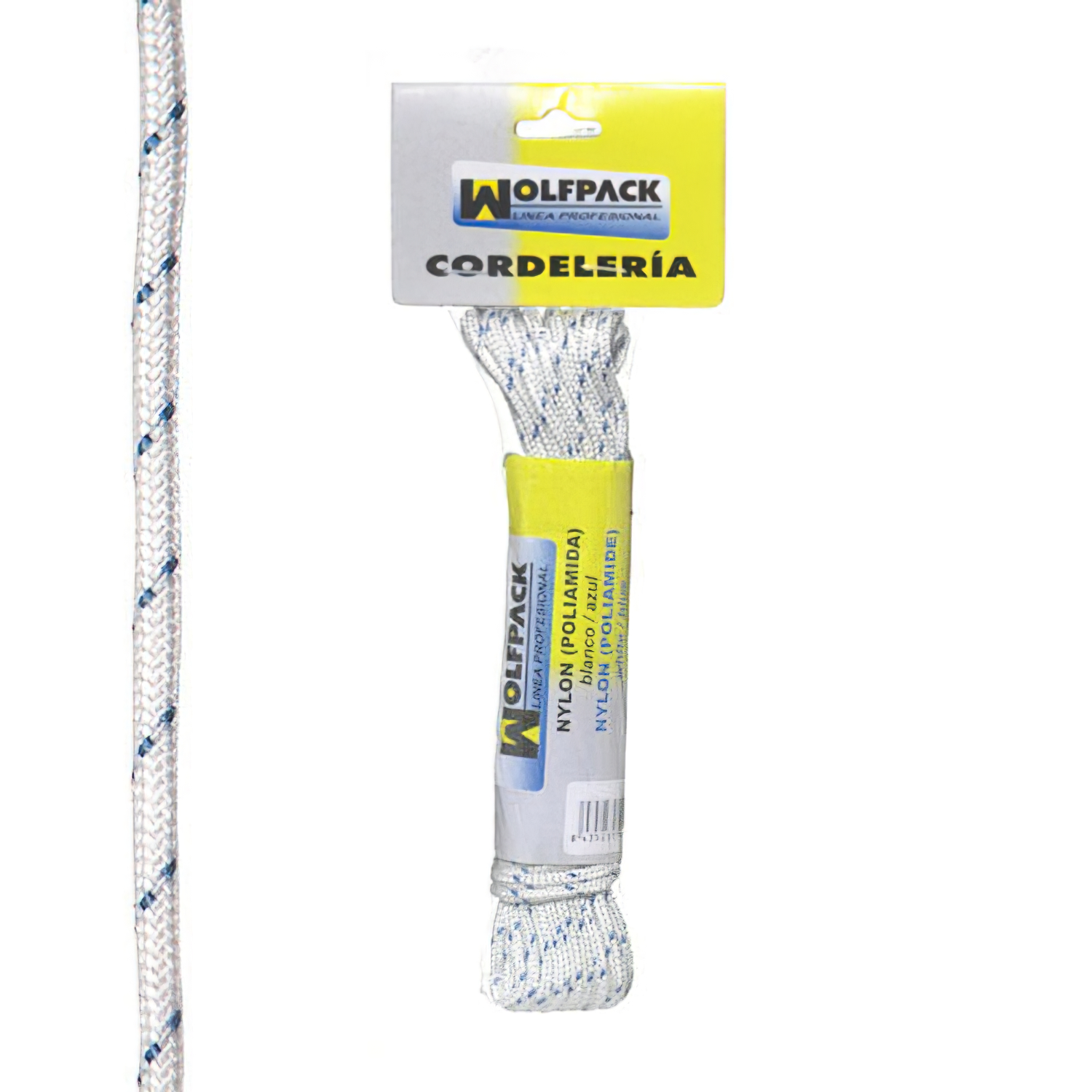 SANCO STORE - WOLFPACK LINEA PROFESIONAL Cuerda Nylon Alta Tenacidad Blanca / Azul (Madeja 10 m.)