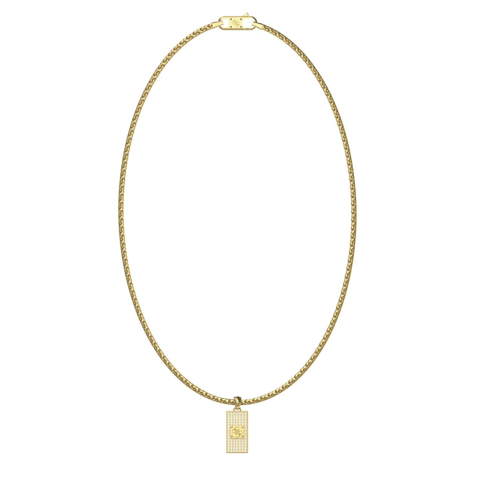 Guess Collar Hombre 4g Frontiers De Acero Dorado Jumn06030jwygt-u