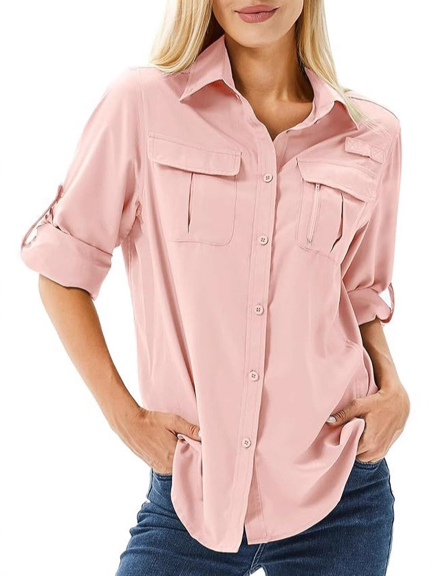 Camiseta de manga larga para mujer, prenda informal, ideal para pescar y hacer senderismo