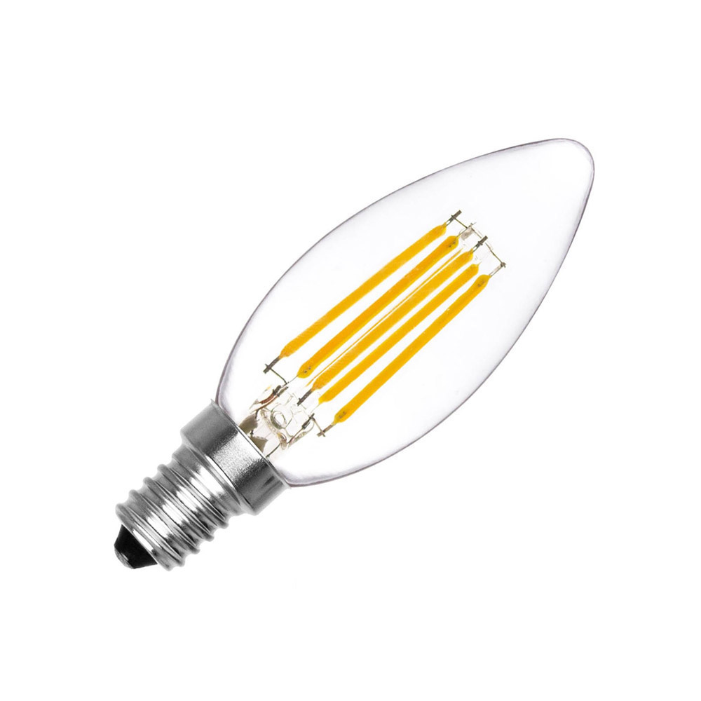 LEDBOX Pack 10 x Bombilla Filamento LED Vela E14 COB 6W, Regulable, Blanco cálido 2700K, regulable. Bombillas LED, Bombillas Led E14