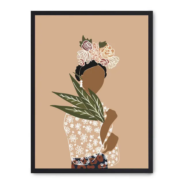 Cuadro flower power 30x40cm, Póster impreso en papel de primera calidad de 180gr, montado sobre marco de madera MDF acabado en negro., Arte - Pinturas