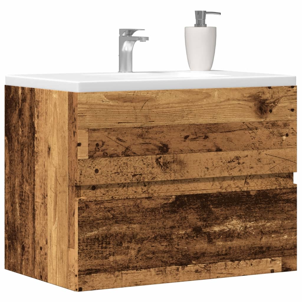 vidaXL Mueble de lavabo contrachapado 60x38,5x45 cm en color Roble ahumado/Blanco/Roble Sonoma y más | almacenamiento funcional diseño moderno para baño dormitorio sala
