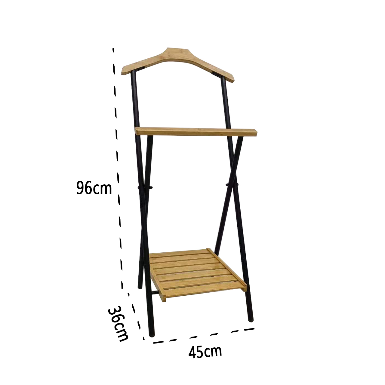LIN HOME XZ-22179 Toallero de Pie con 2 Barras de Madera y Metal 41x18x80cm para Baño, Lavadero, Dormitorio