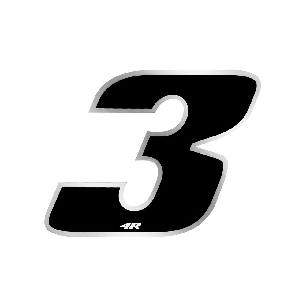 Moto Carrera Número Pegatina "3" Negro 27x37mm