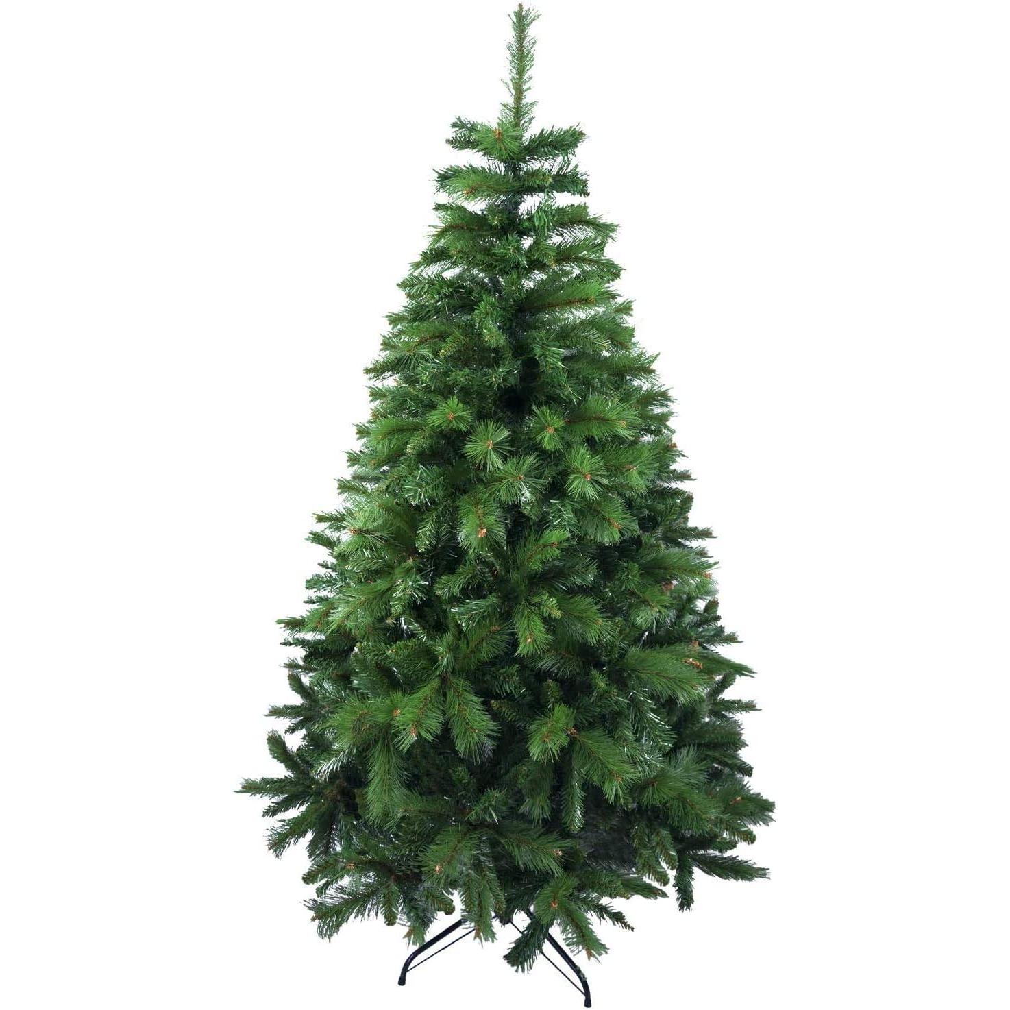 Árbol de Navidad Artificial Extra Relleno Abeto de Doble Hojas Combinadas 150-240cm Arboles C/Soporte Metálico