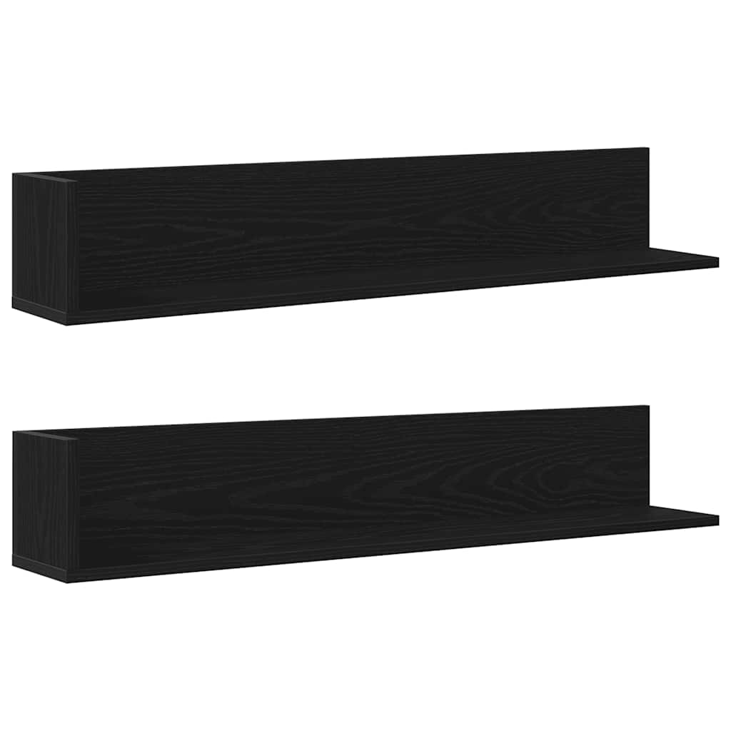 vidaXL Estantes de pared 2 uds madera ingeniería negro 100x16,5x16,5cm