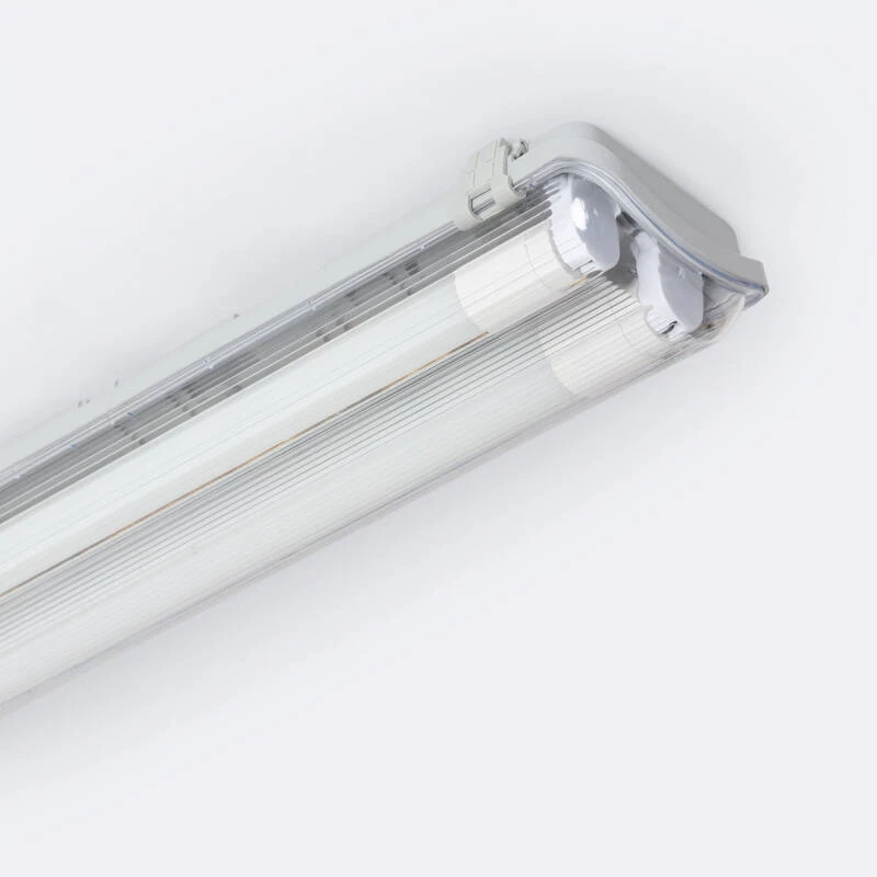 ORION91® - Pantalla LED estanca de 60 cm, IP65, 2 tubos de 9 W, 1.800 lm, G13-T8, garaje, uso industrial y almacén, Luz Blanco Neutro - spaziOrion91