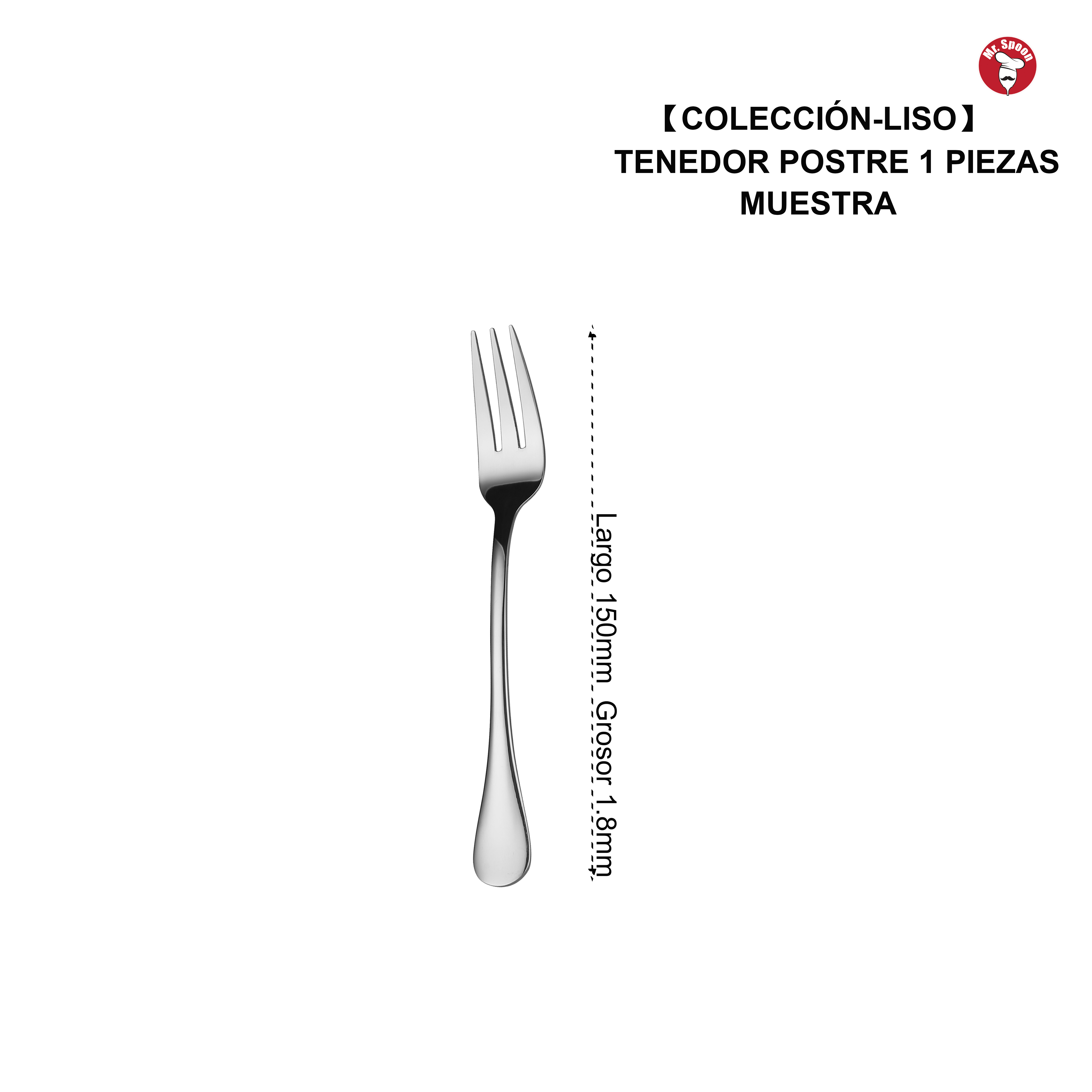 Tenedor de Postre Multifuncional Mr.Spoon Serie Liso Clásica 150mm Acero Inoxidable 18/0 Plateado, Ideal para Tartas, Fruta y Postres, Apto para Lavavajillas, Uso Profesional Hostelería Restaurante Hotel, Venta Mayorista