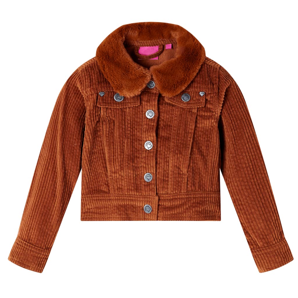 vidaXL Chaqueta infantil pana color coñac 128