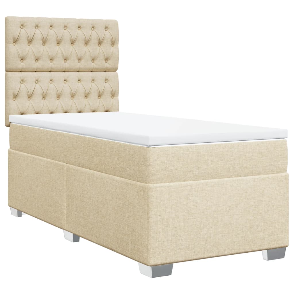 vidaXL Cama box spring con colchón tela color crema 100x200 cm