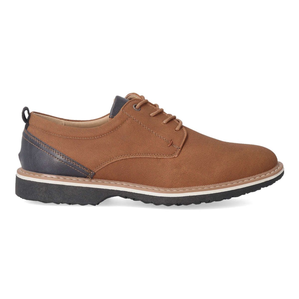 Vanessa Calzados - Zapatos oxford casuales para hombre de material sintético con suela de goma y plantilla acolchada, color marino-marrón