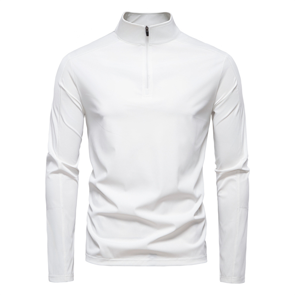 TK Camiseta básica de manga larga con media cremallera para hombre, protección solar UV UPF100+, ideal para primavera/verano.