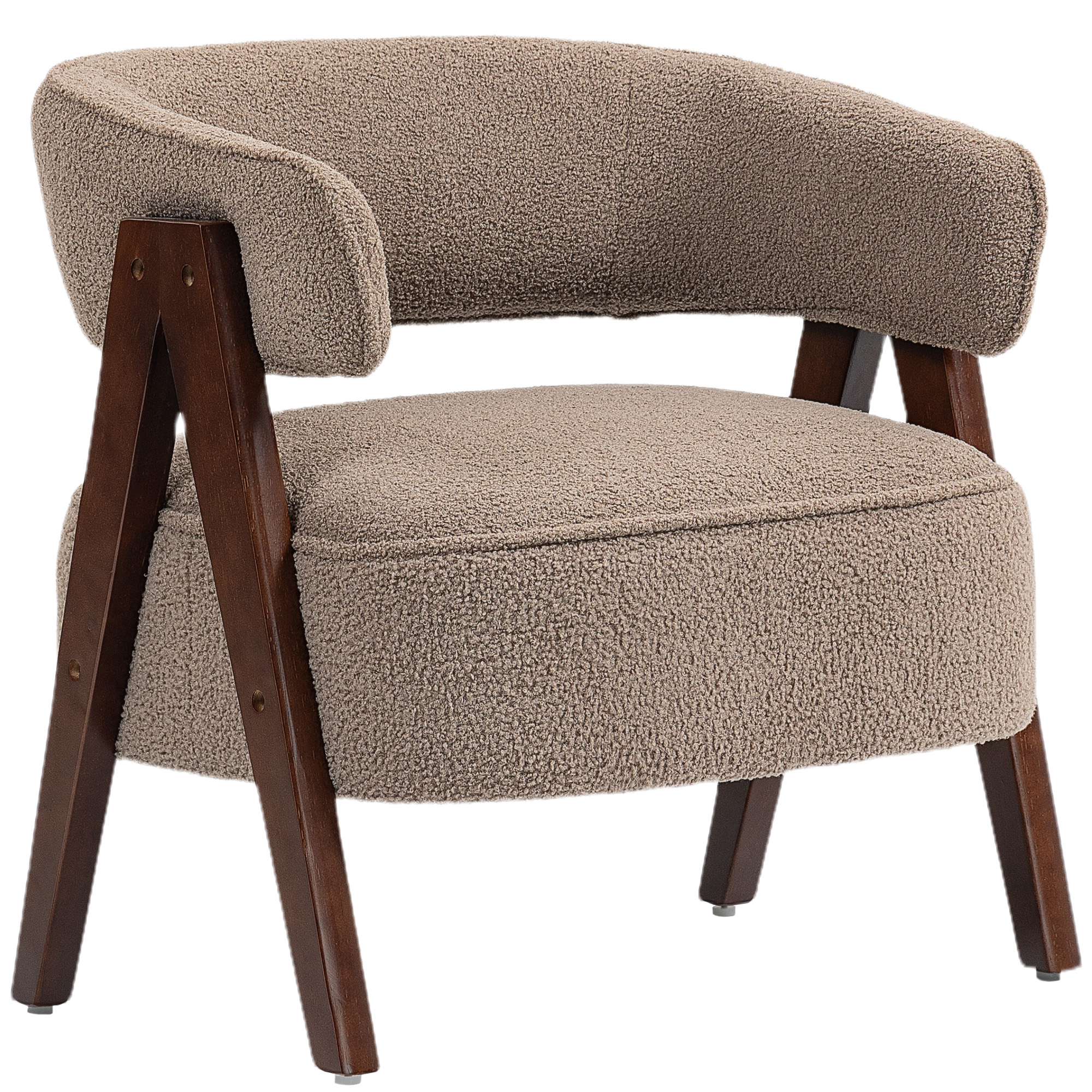 HOMCOM Butaca de Salón Tapizada en Borreguito, Sillón de Lectura Acolchado Grueso y Moderno, Asiento Ancho, Patas de Madera, Respaldo Curvado, para Dormitorio, Oficina