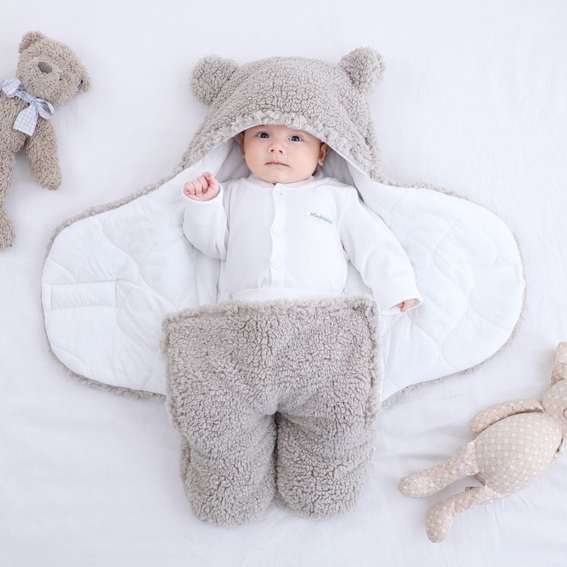 CA Saco de dormir acolchado con piernas divididas y engrosado para bebé para evitar saltos y proteger el pecho, ropa envolvente para salir, edredón antipatadas para las cuatro estaciones del bebé