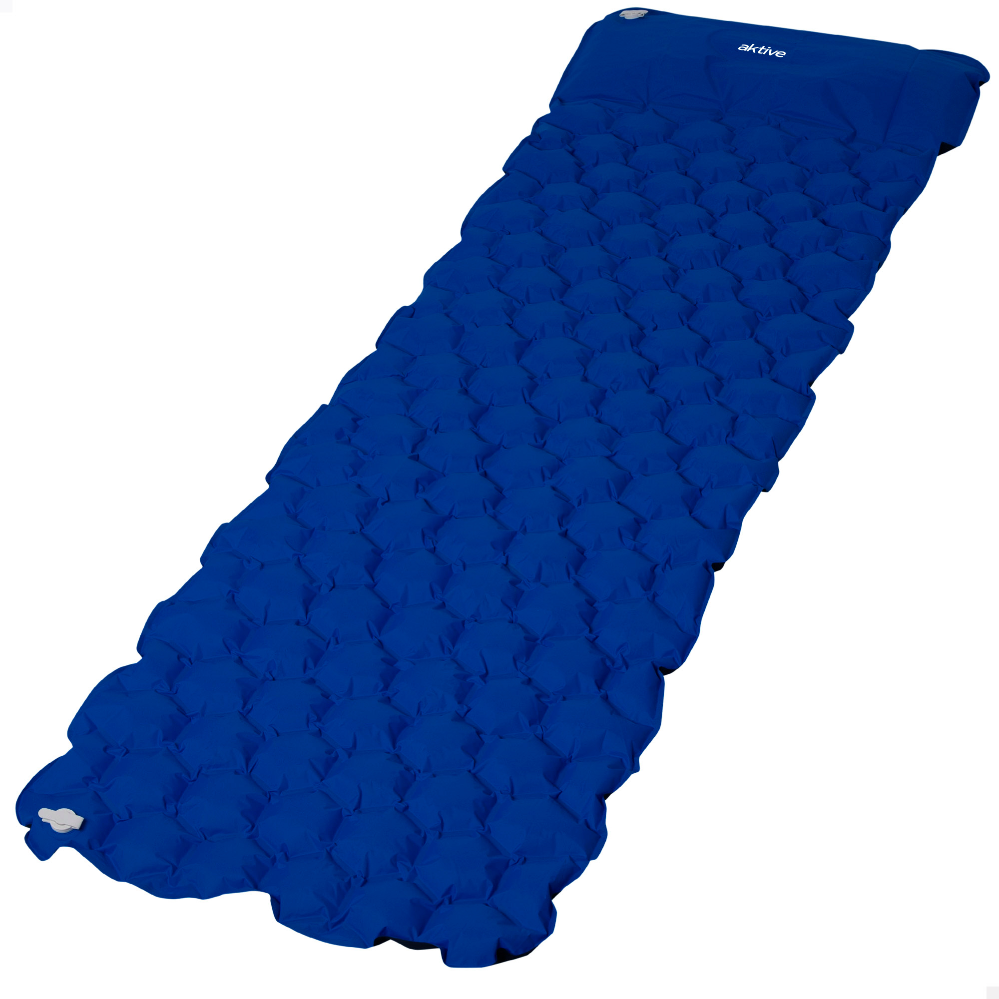 Aktive - Esterilla hinchable plegable, 185x57 cm, 1 persona, color azul, fabricada de nylon y TPU, 2 cámaras de aire, colchón hinchable individual, incluye bolsa de transporte, esterilla plegable playa, acampada accesorios