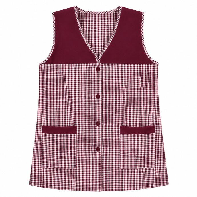 Bata de Limpieza para Mujer con 2 Bolsillos, Casaca de Trabajo sin Mangas con Botones, Uniforme para Cocina, Limpieza, Hostelería, Peluquería, Guardería y Servicio Doméstico, Tallas S-XXXL