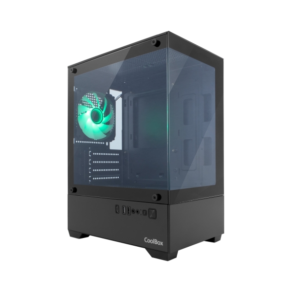 Coolbox gm200 vision lite caja mini torre micro atx, mini-itx - frontal y lateral cristal templado - tamaÃ±o hdd 3.5” y 2.5” - usb-a 3.2, usb-c 3.2, usb-a 2.0 y audio - ventilador trasero argb - soporta refrigeracion liquida - color negro