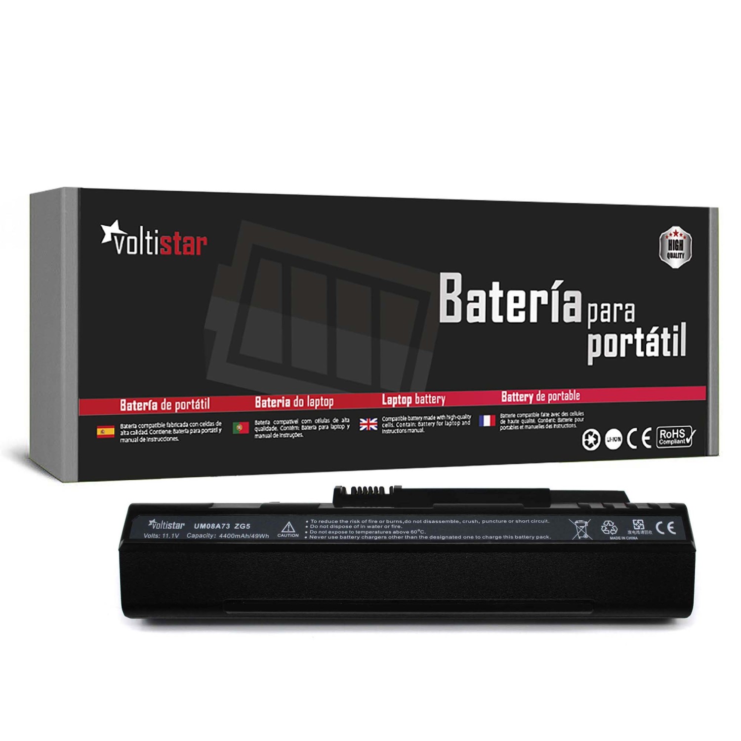 BATERÍA PARA PORTÁTIL ACER ASPIRE ONE AOD150 AOD250 D250 KAV60 UM08A31 UM08A41 UM08A51