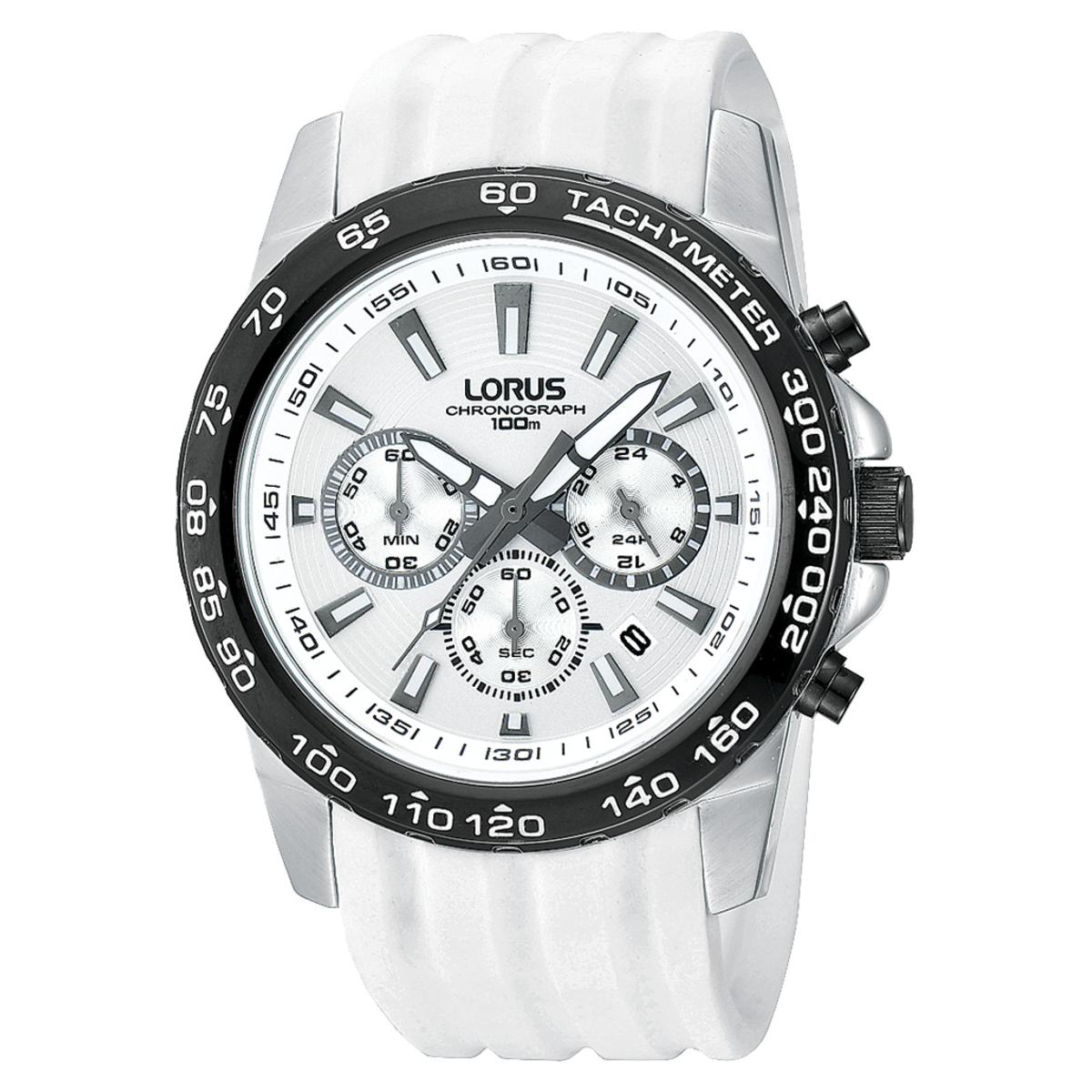 Lorus Reloj Hombre Caja De Acero Pulsera Caucho De Color Blanco Resistente Al Agua 10 Atm Rt319bx9