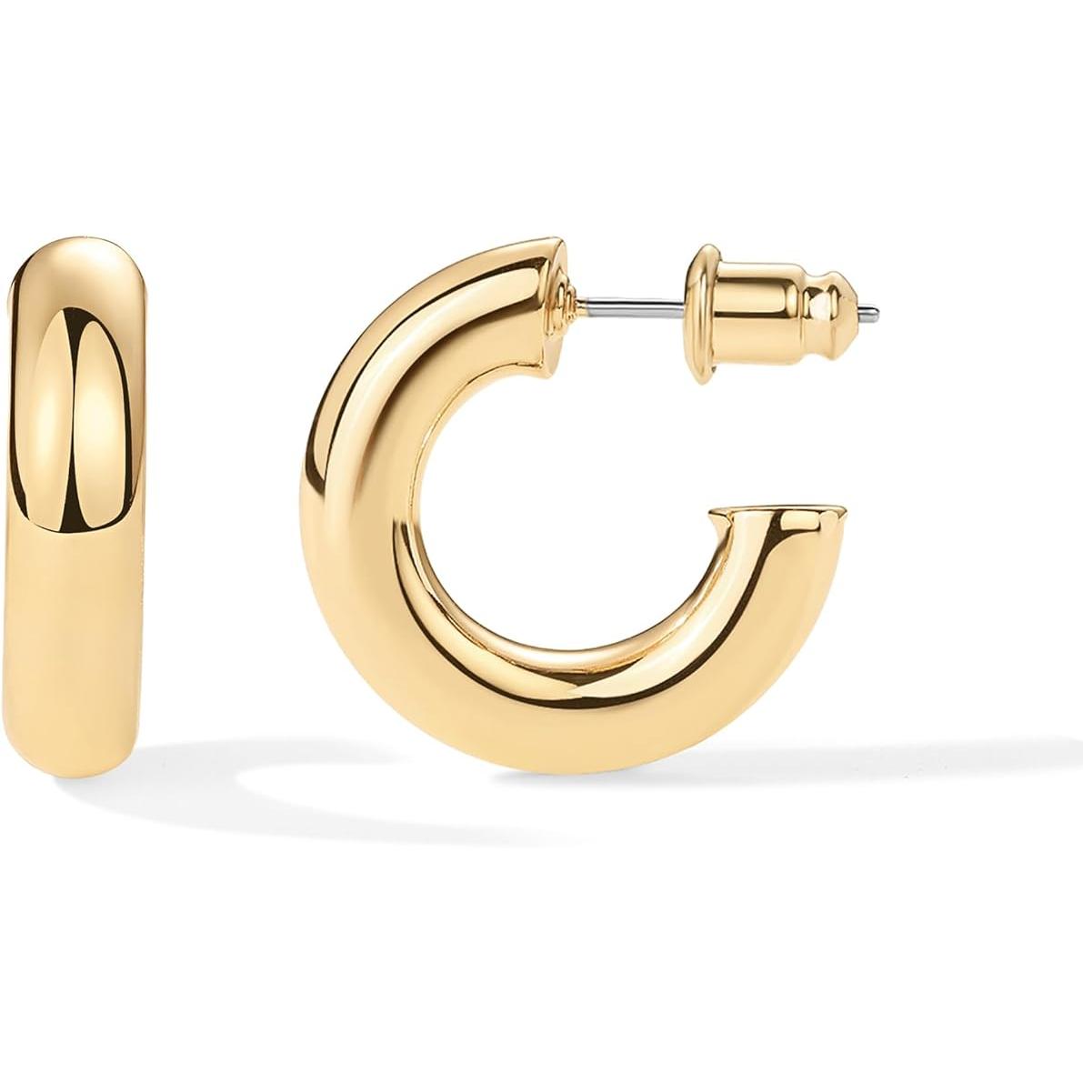 Pendientes abiertos de gran tamaño para mujer, chapados en oro de 14 quilates, pendientes de moda