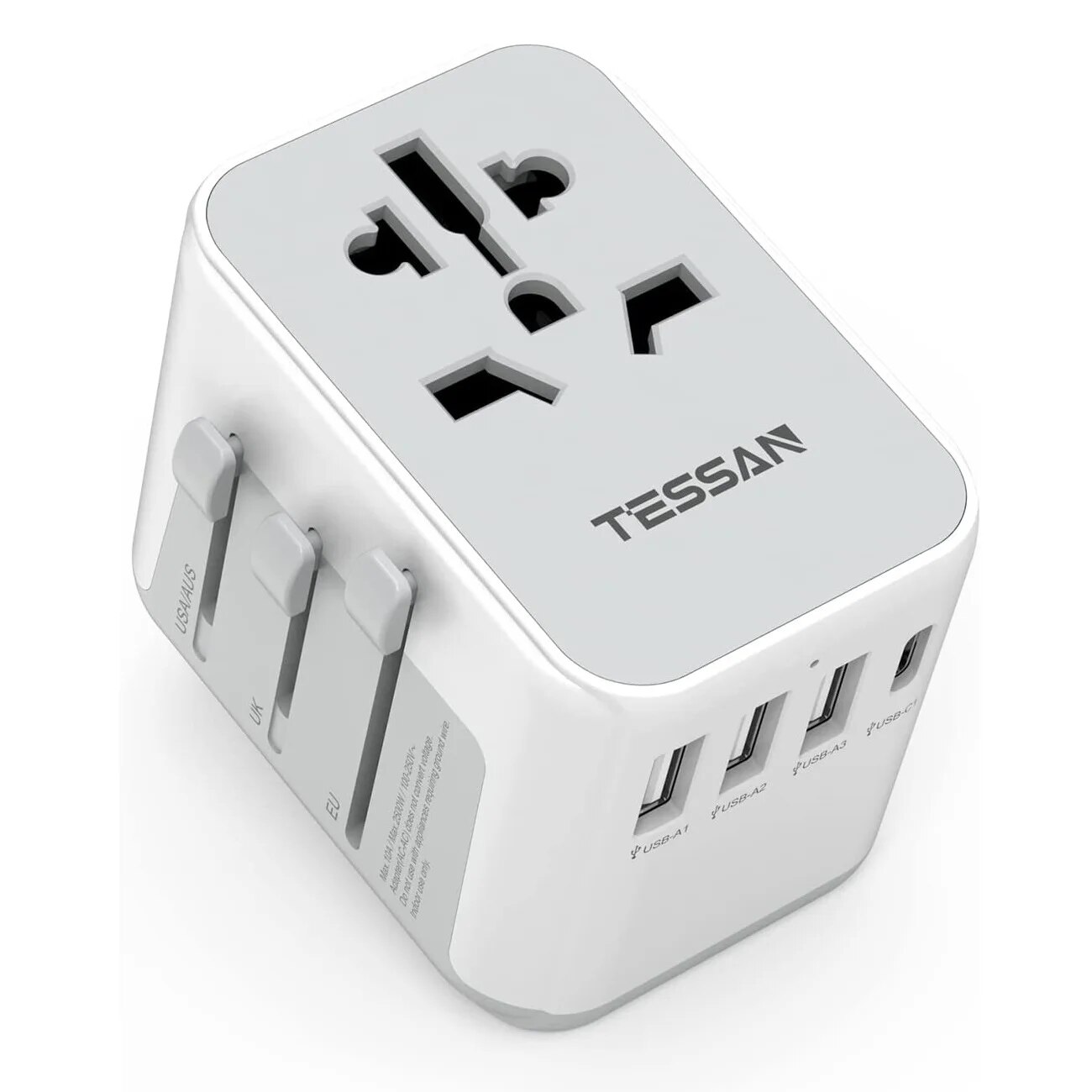TK Adaptador De Viaje Universal Con 3 USB Y 1 Tipo C Cargador De Pared Todas Las Enlaces Para US EU AUS Protección Contra Sobrecargas Y Alta Tensión