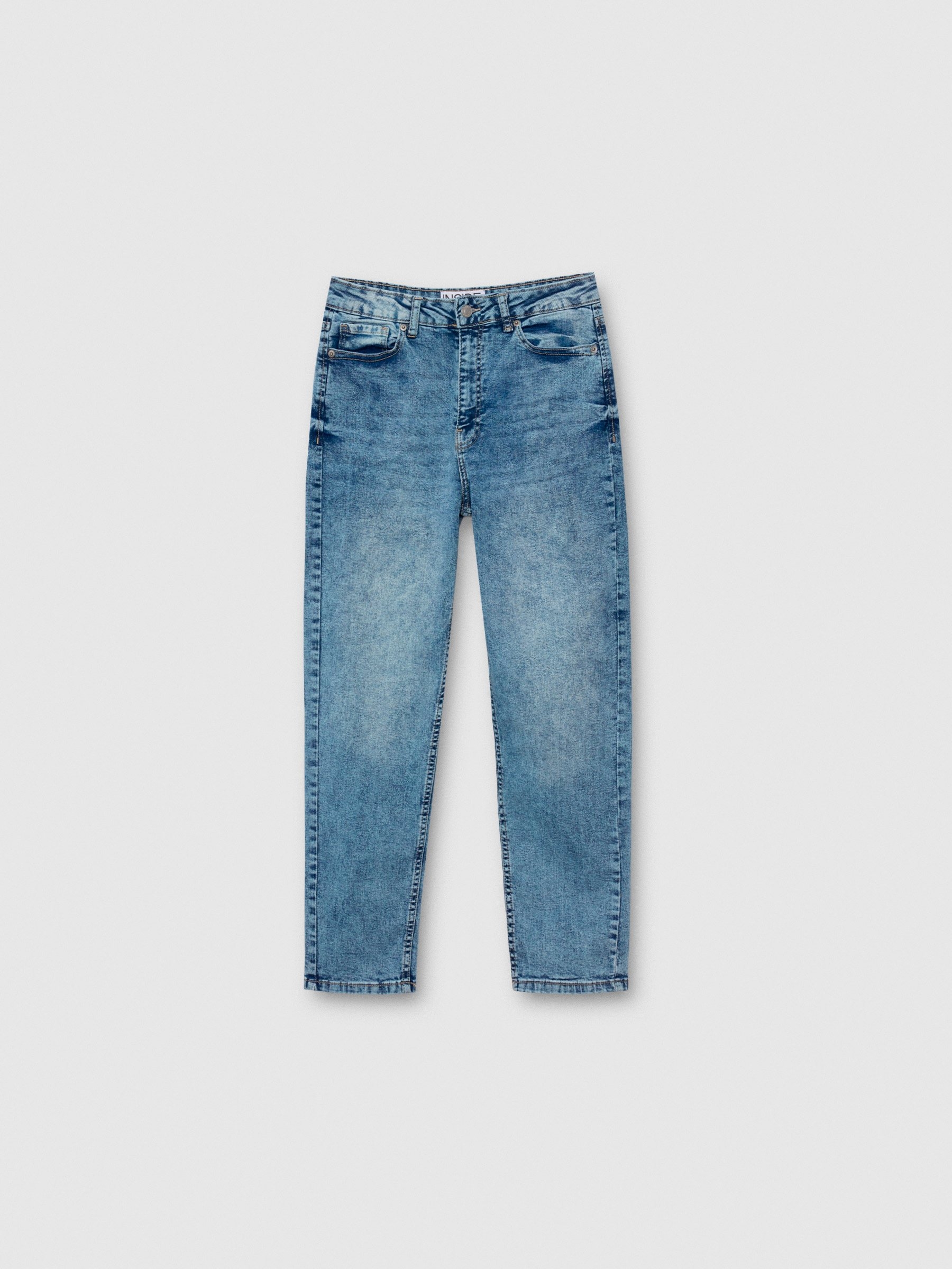 Jeans de tiro alto, 5 bolsillos, cierre cremallera, algodón y elastano para comodidad y elasticidad INSIDE