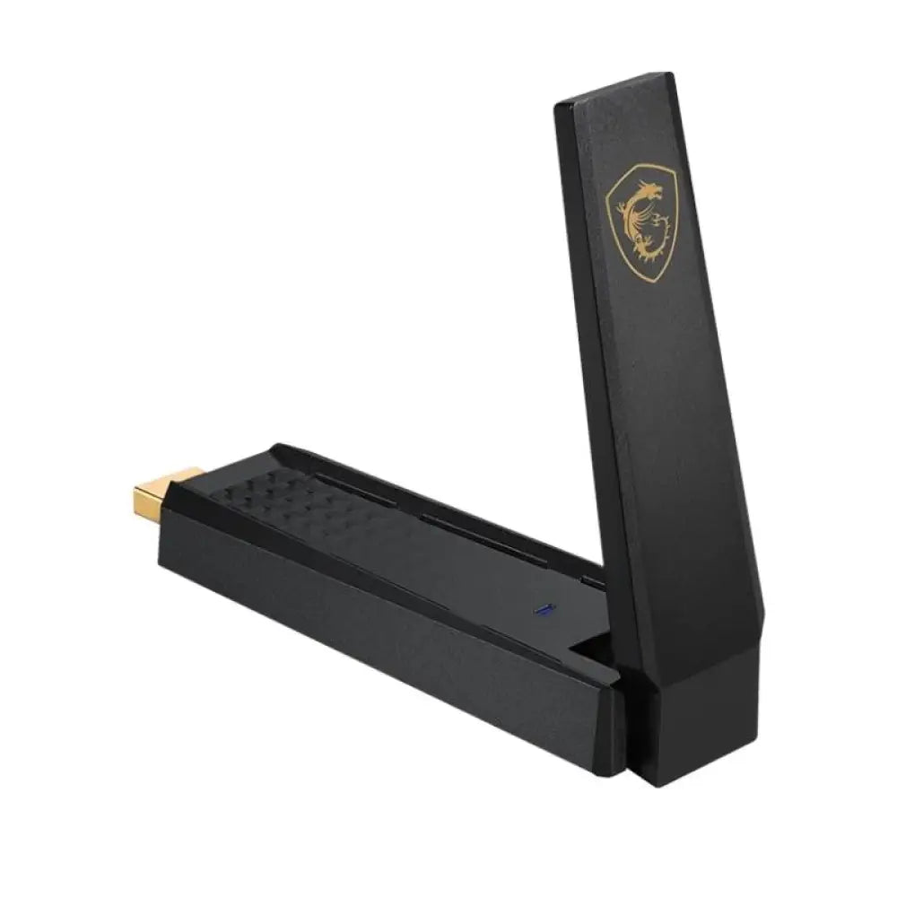 MSI - Adaptador USB WiFi 6E GUAXE54 AXE5400 triple banda (2.4/5/6 GHz) para gaming y streaming 4K, velocidad hasta 5378 Mbps, antenas de alta ganancia