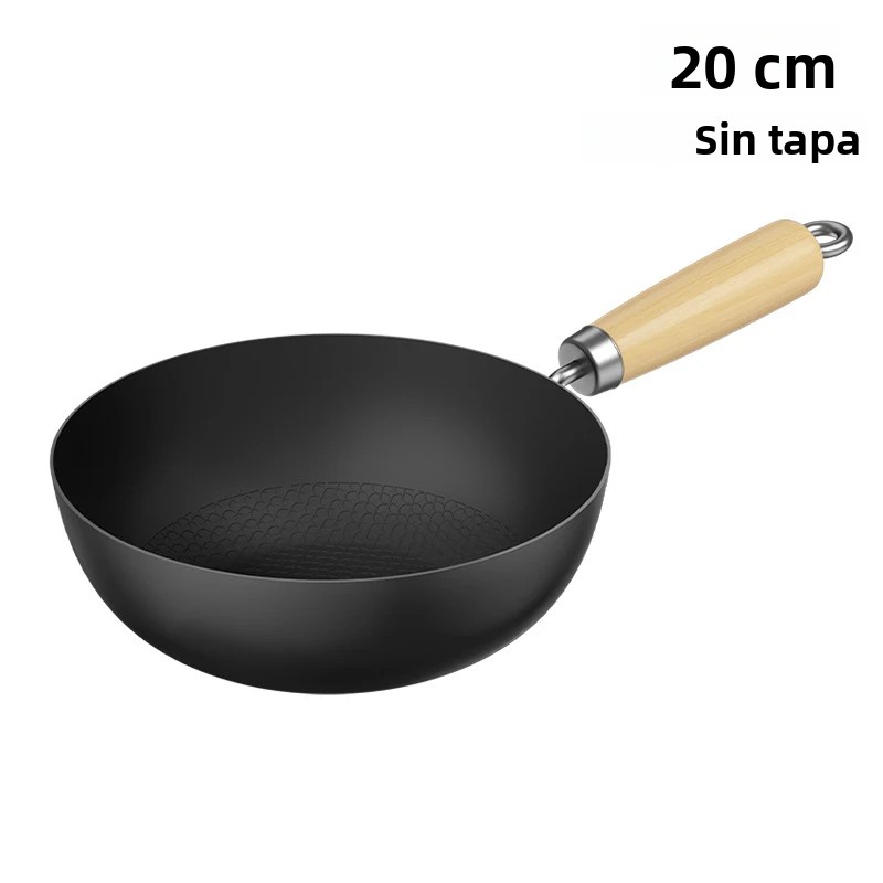 TK Sartén De Hierro Fundido No Adhesiva Con Tapa Universal Para Estufa De Gas Y Inducción Cocedor De Carne a La Parrilla Wok Sartén De Cocina Ecológica De 24 Cm