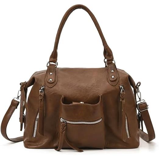 Bolso de mano de piel vegana para mujer, bolso de hombro de gran capacidad, bolso bandolera de estilo relajado