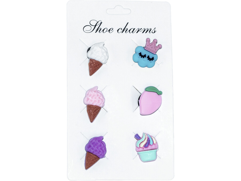Pins Decorativos para Zuecos Eva Pack Cucuruchos y Dulces 6 Unidades