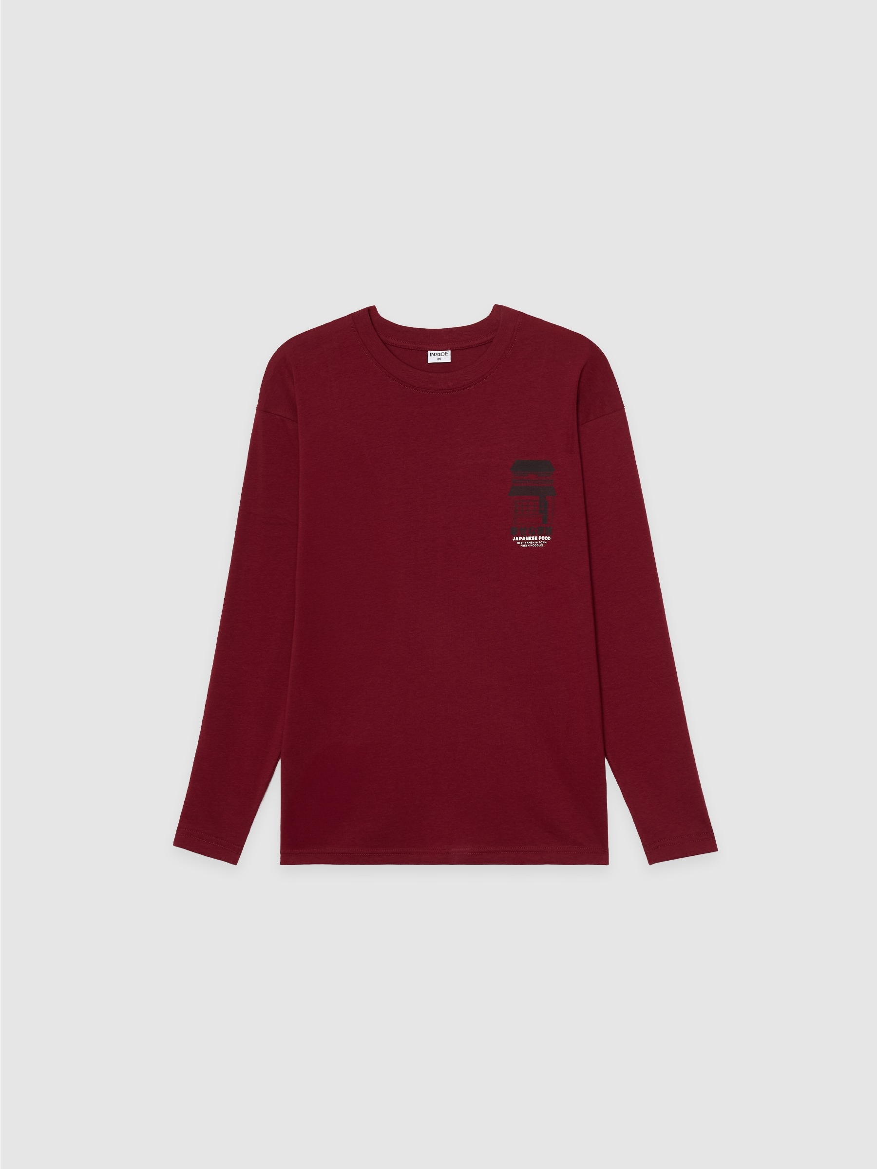Camiseta oversized de manga larga, 100% algodón, con diseño frontal y trasero, cuello redondo INSIDE