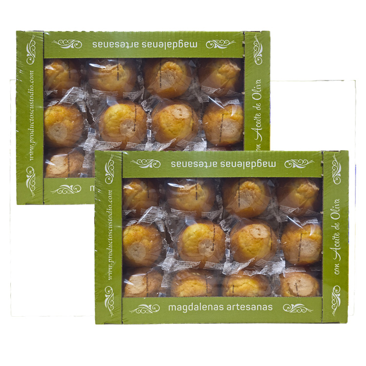 Magdalenas Custodio de aceite de oliva, 2 cajas grande de 1 kg con 12 unidades por caja individuales envasadas