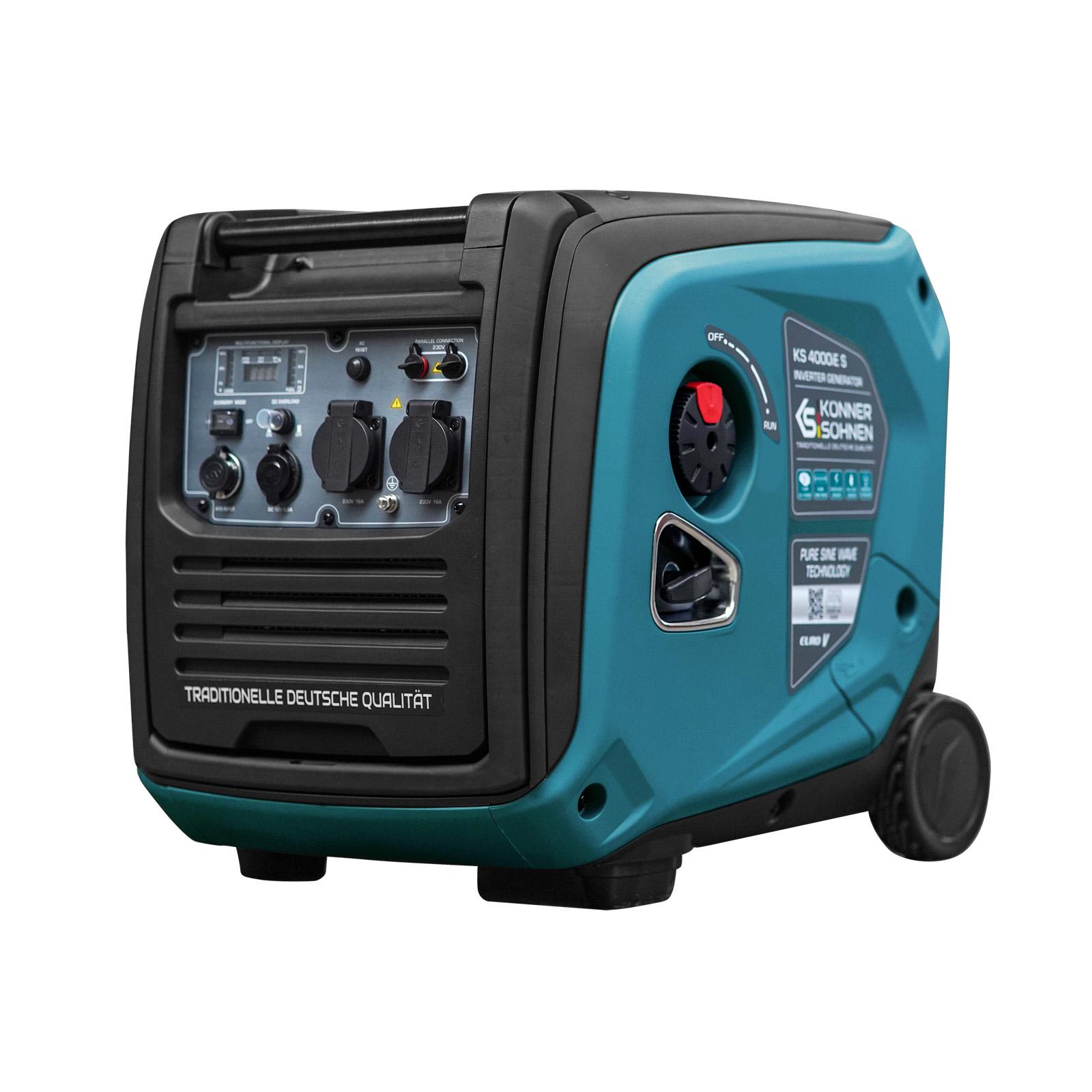Generador inverter Könner&Söhnen KS 4000iE S con carcasa insonorizada, de una potencia máxima de 4000W pantalla LED