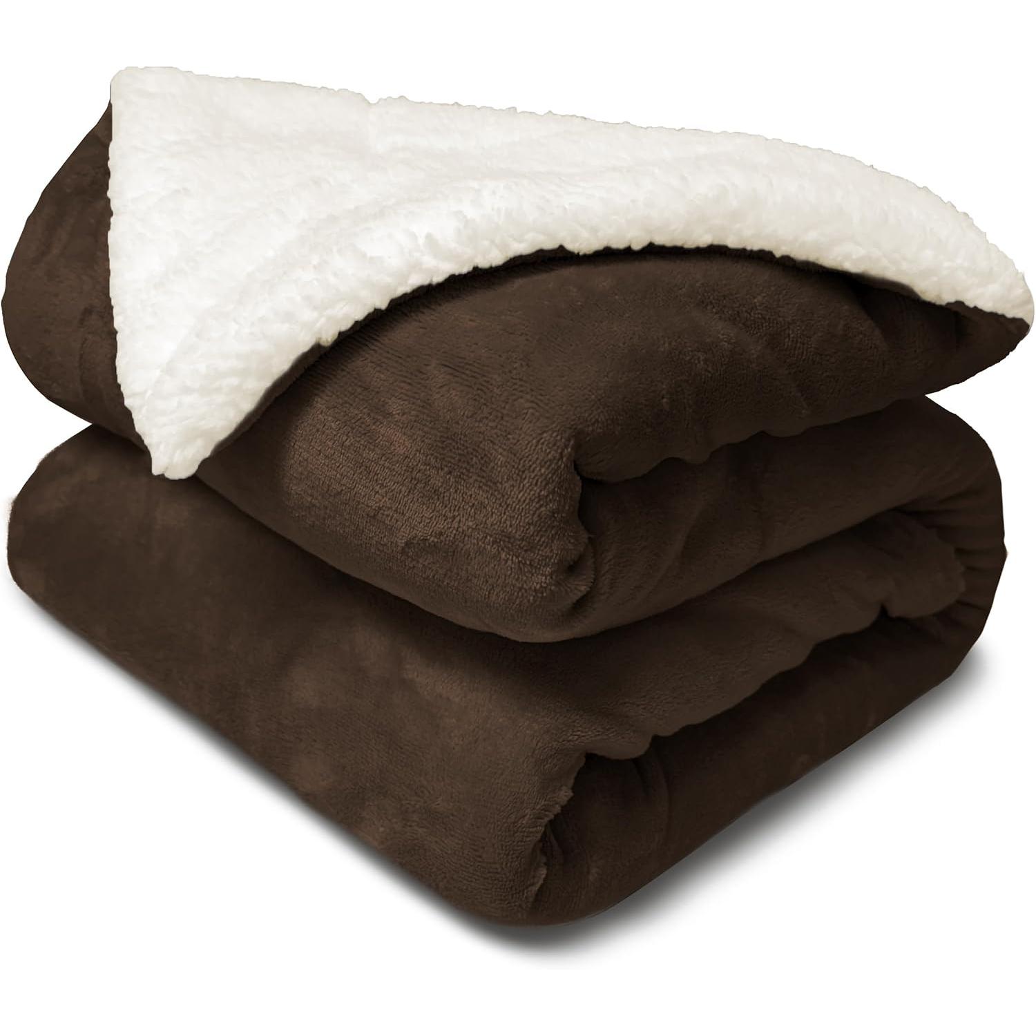 TK Manta Borrego 130x160cm/160x220cm/220x240cm, Manta Sofa Reversible de Franela y Sherpa, Manta Cama Gruesa, Manta Borreguito, Sobrecama, Manta Caliente, Suave, Transpirable para Invierno