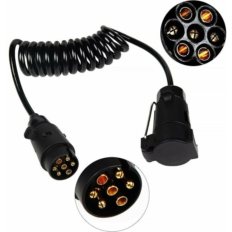 Cables de extensión para remolque de 2M, Cable de extensión en espiral para cableado de enchufe de caravana para vehículos