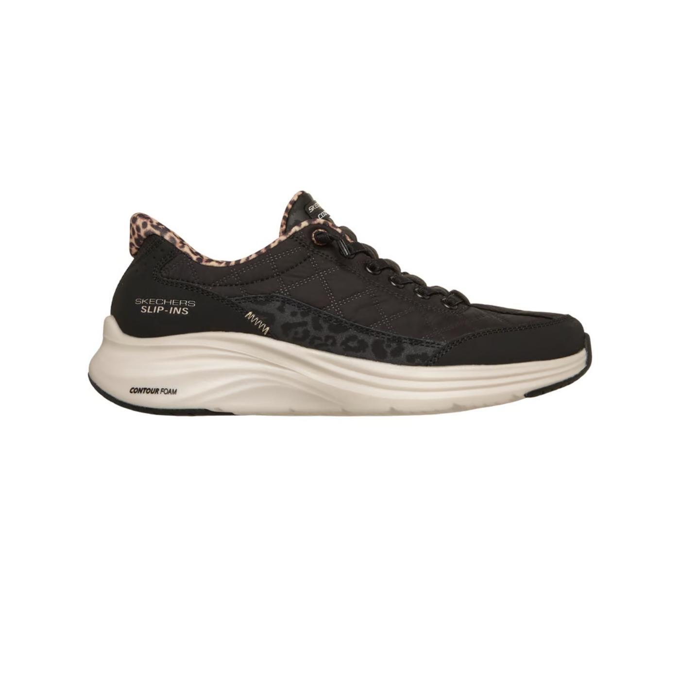 Zapatillas skechers contour foam negro leopard de mujer.