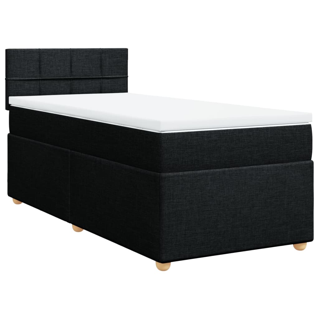 vidaXL Cama box spring con colchón tela negro 90x190 cm