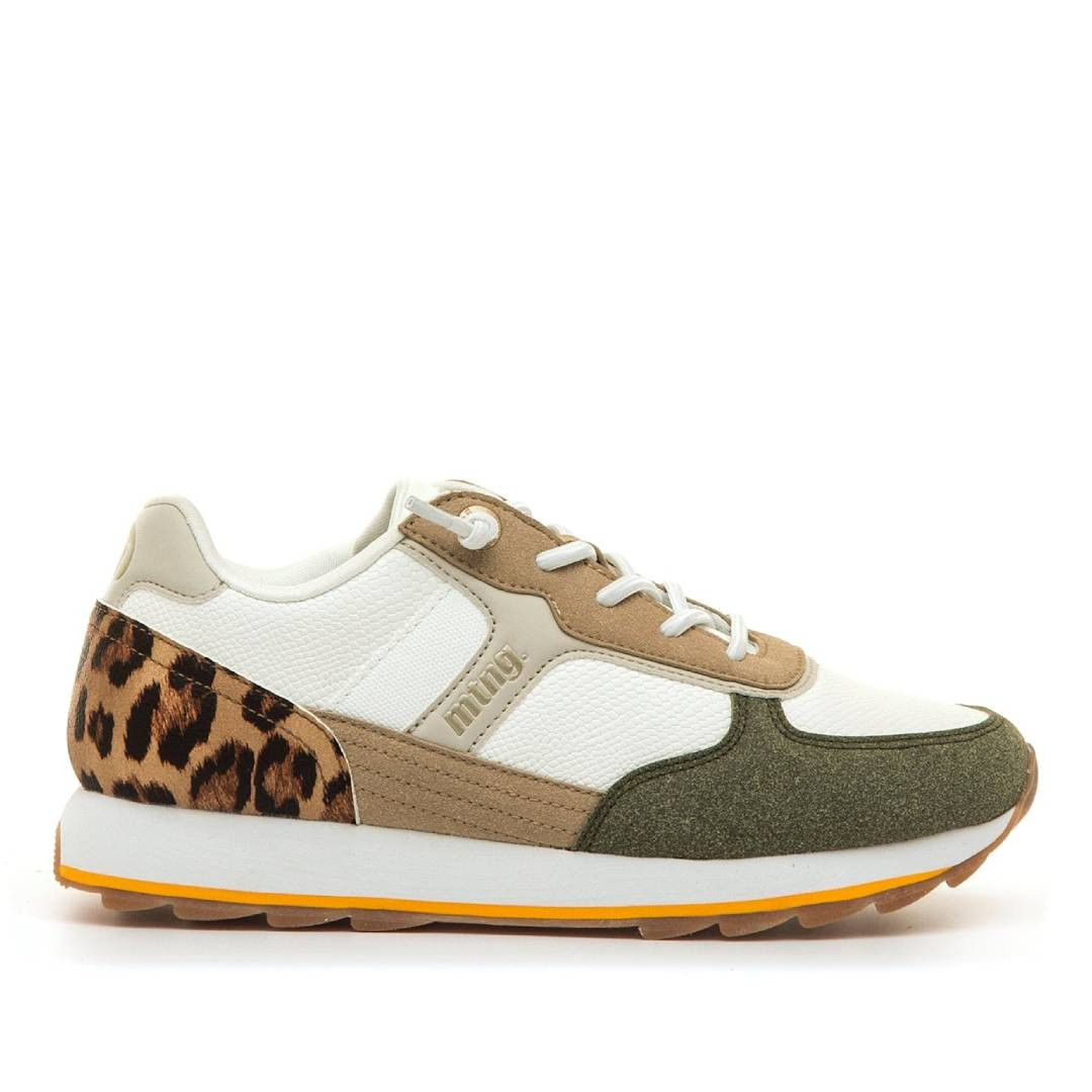 Zapatillas urban Mustang joggo sai blancas y verdes efecto serpiente y animal print