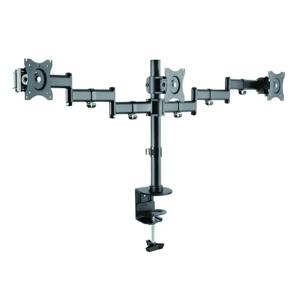 TooQ - Soporte monitor 3 brazos DB1327TN-B para pantallas 13-27 pulgadas, VESA 75x75 y 100x100, hasta 8 kg por brazo, negro