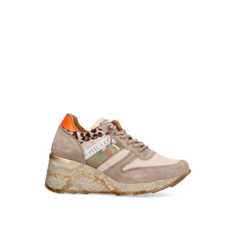 Zapatillas Casual Cetti - Mujer - Cuña Alta - Modelo C-1145 - Color Taupe
