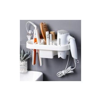 CA Soporte de pared para secador de pelo, autoadhesivo, sin taladros, multifuncional, con cierre de seguridad, para secador de pelo, cepillo de dientes, cosméticos y rizador (blanco)