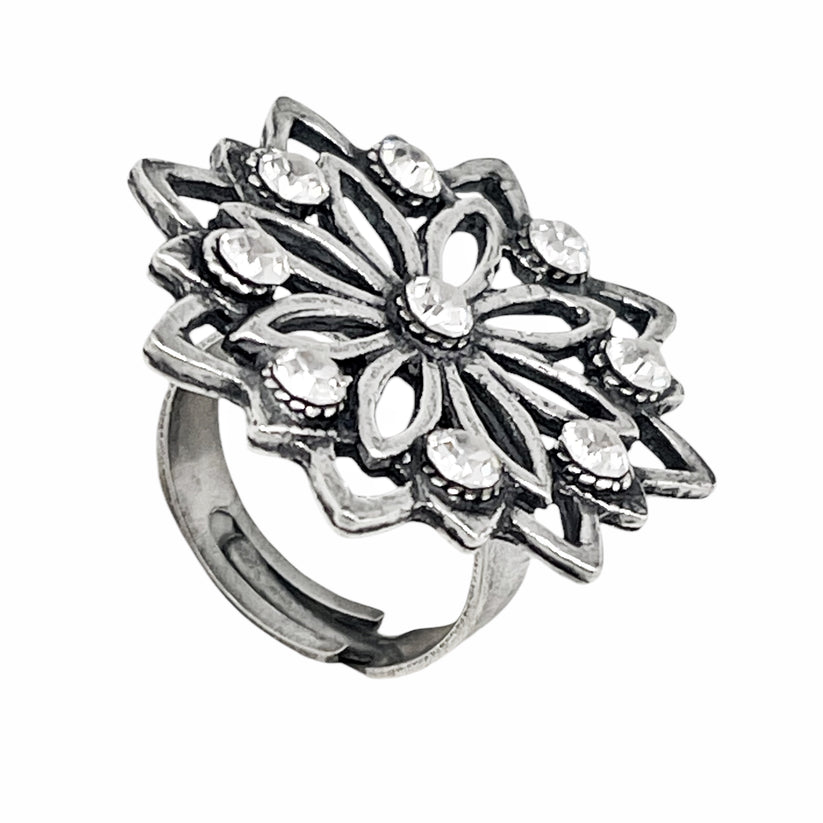 Anillo Carrusel en plata 10µm y cristal