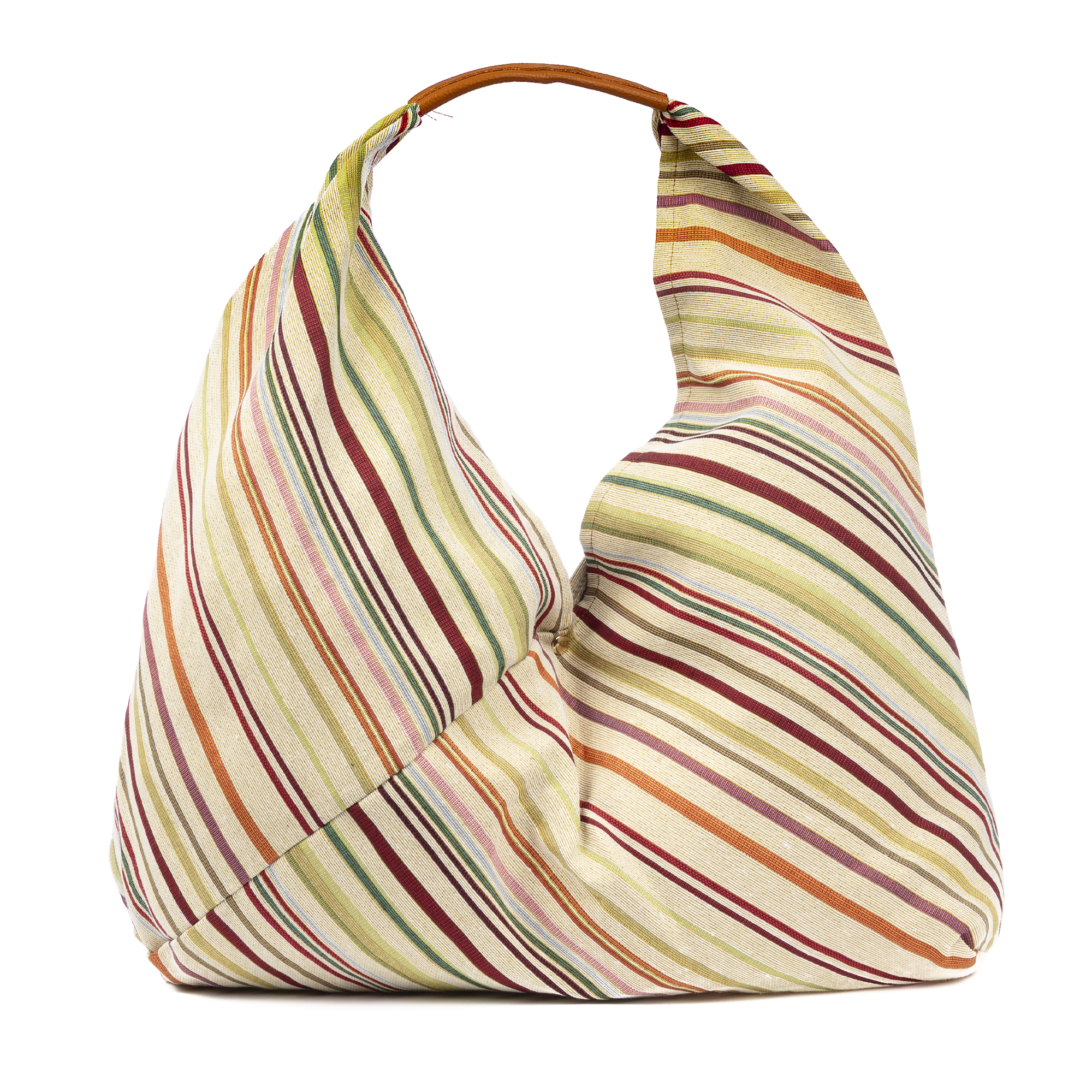 FIRENZE ARTEGIANI Banzi bolso Shopper de algodón, con asa en cuero. Diseño exclusivo. 48x15x30cm