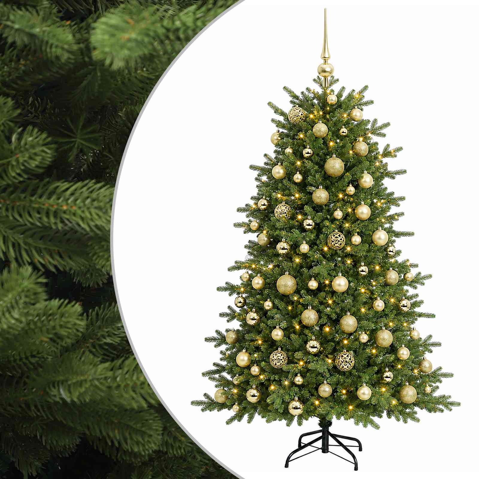 vidaXL Árbol de Navidad artificial con bolas 240 cm 300 LED Multicolor