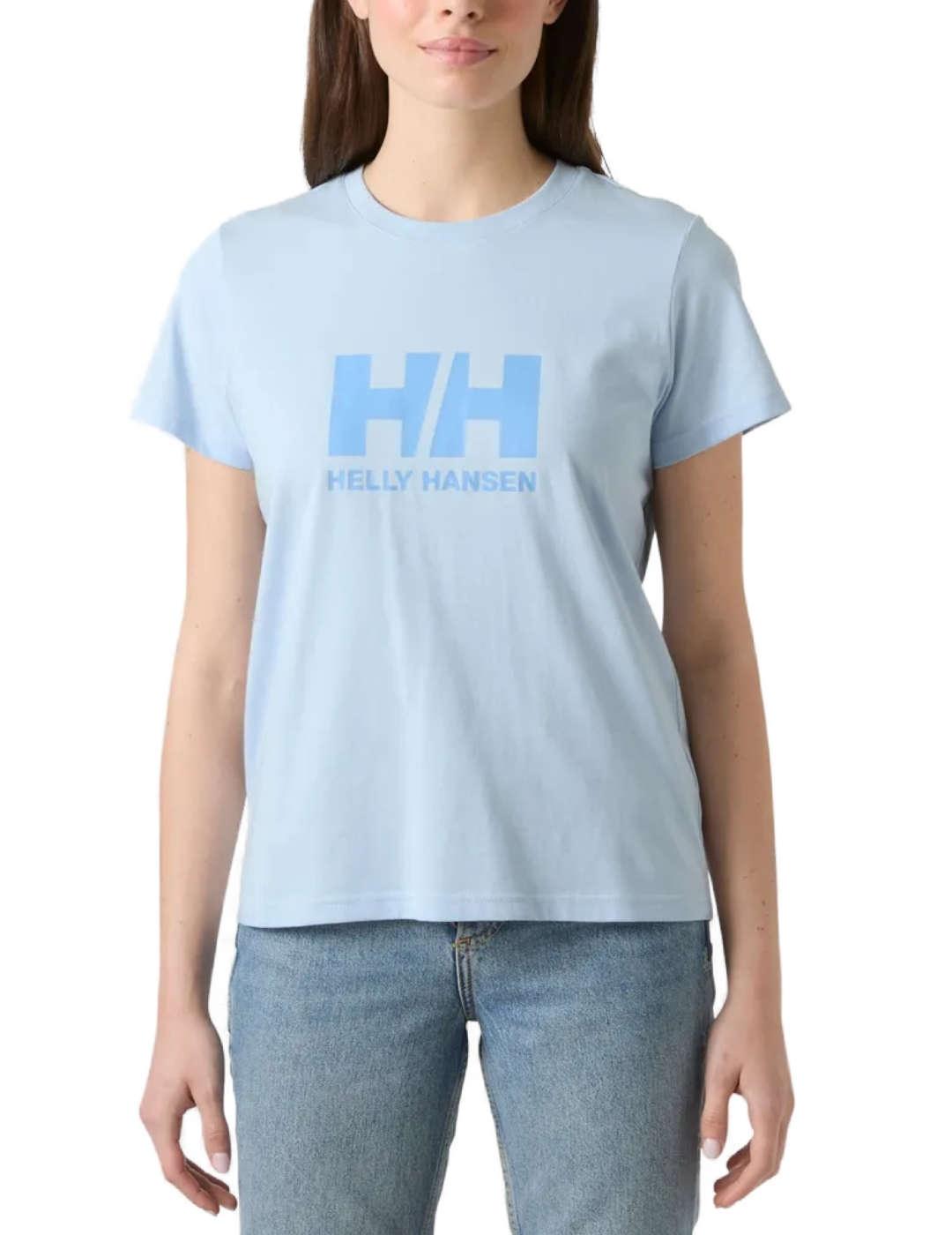 Camiseta Helly Hansen Logo celeste manga corta para mujer