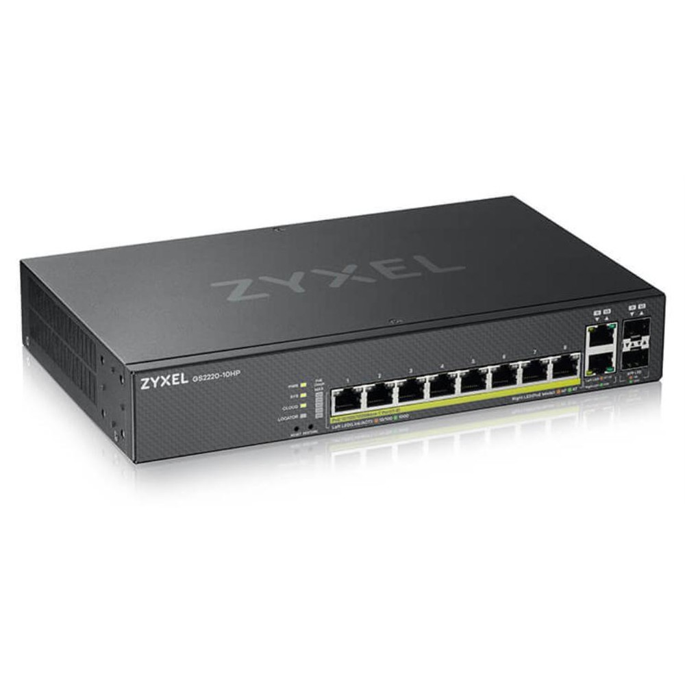 Zyxel - Interruptor gestionado GS2220-10HP 10 puertos Gigabit con 2 puertos SFP para redes empresariales y VoIP