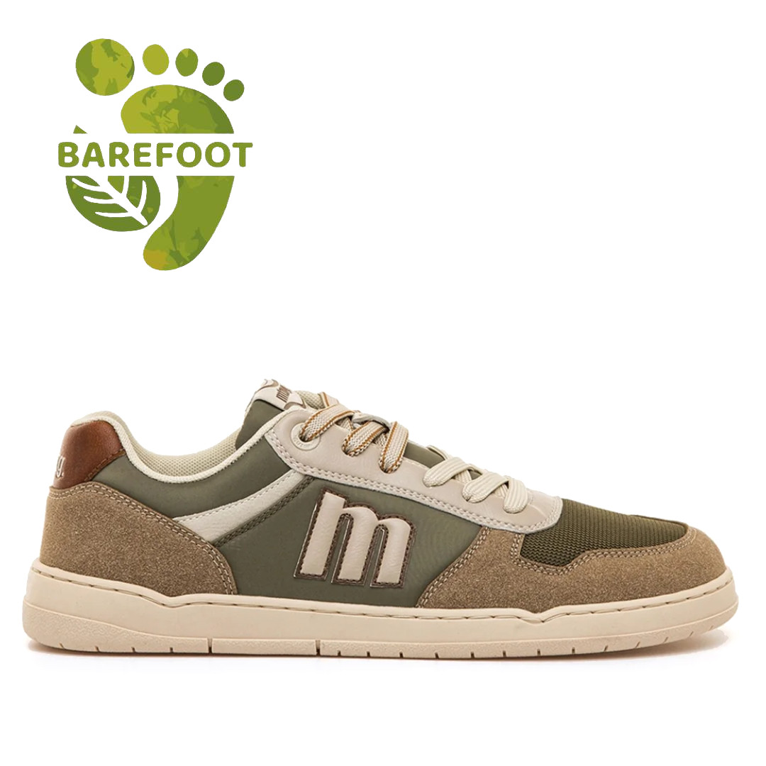 Zapatillas deportivas Mustang barefoot Free Miami de hombre verde caqui con detalles beige