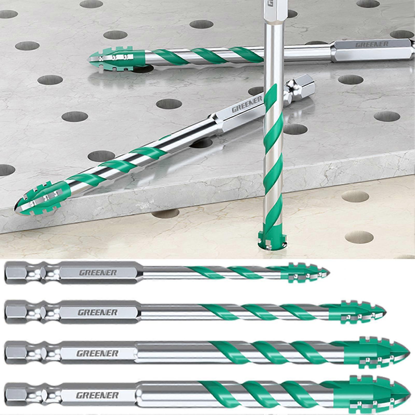 TK 4pcs Four-Flute Sawtooth Eccentric Drill Bits Professional Sturdy Drill Set for Wood/Tile/Etc