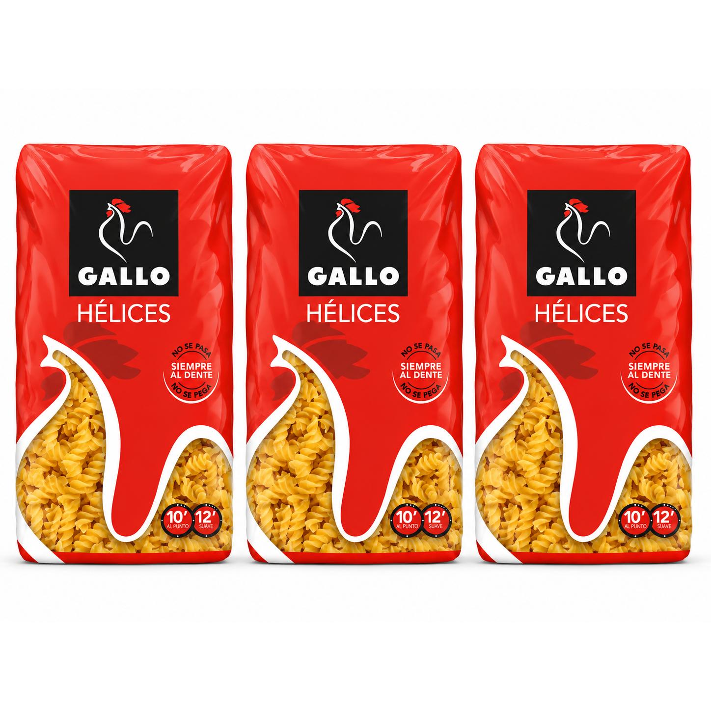 Pasta Gallo Hélice 450 g Pack de 3 unidades – Ideal para Ensaladas y Salsas