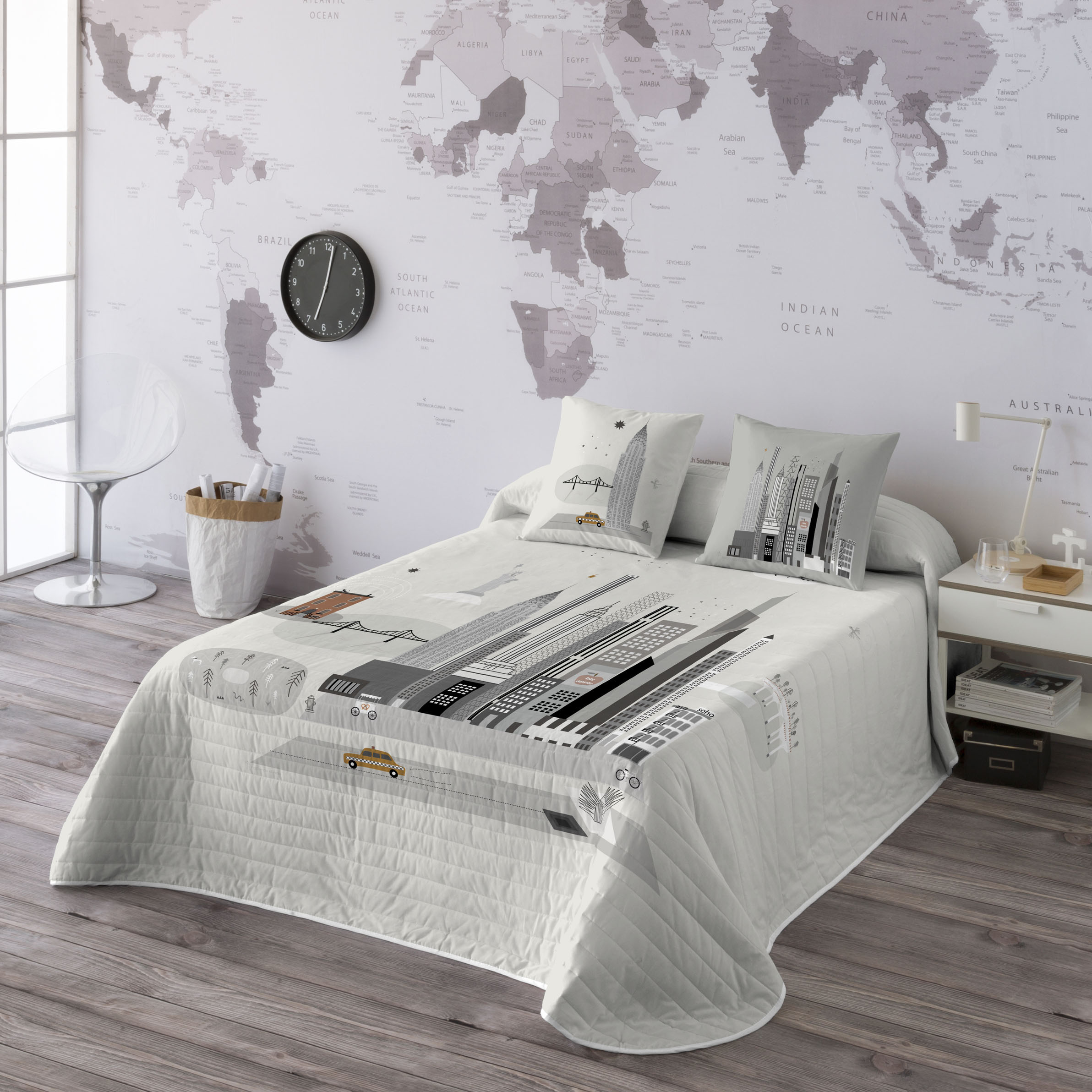 HACIENDO EL INDIO - Colcha Bouti Estampada 100% Algodón - Relleno 70 gramos - Cubrecama Ligero Acolchado - Ideal para Primavera y Verano - Disponible para Cama 90-105/135-150 cm - Fabricada en España